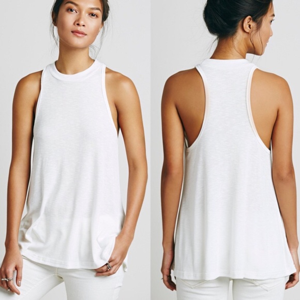 Free People White Mock Neck Tank